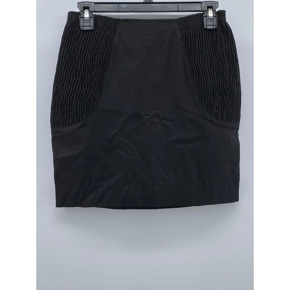 CHRISTIAN LACROIX Women's Black Lace-Up Smocked Side A-Line Mini Skirt SZ 6
